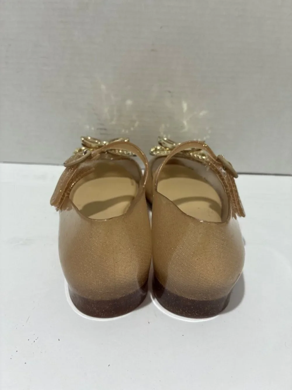 Mini Melissa Girl's Sweet Love Fly jelly ballet flats glittery gold Butterfly